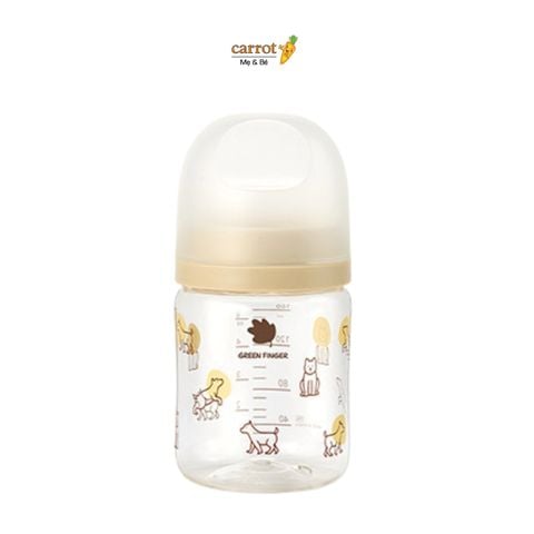 Bình Sữa Bebe Grow Green Finger 160ml Họa Tiết Gấu Nhựa PA - Kèm Núm Size S