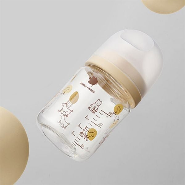 Bình Sữa Bebe Grow Green Finger 160ml Họa Tiết Gấu Nhựa PA - Kèm Núm Size S