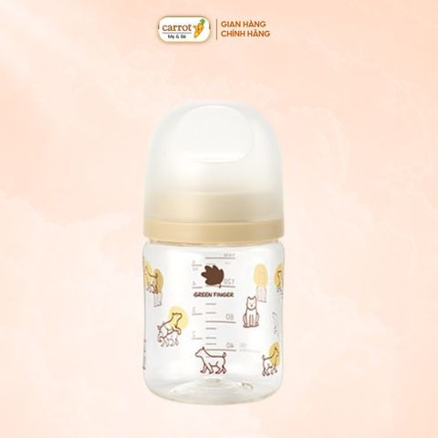 Bình Sữa Bebe Grow Green Finger 160ml Họa Tiết Gấu Nhựa PA - Kèm Núm Size S
