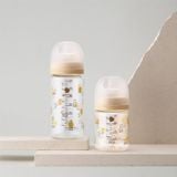 Bình Sữa Bebe Grow Green Finger 160ml Họa Tiết Gấu Nhựa PA - Kèm Núm Size S