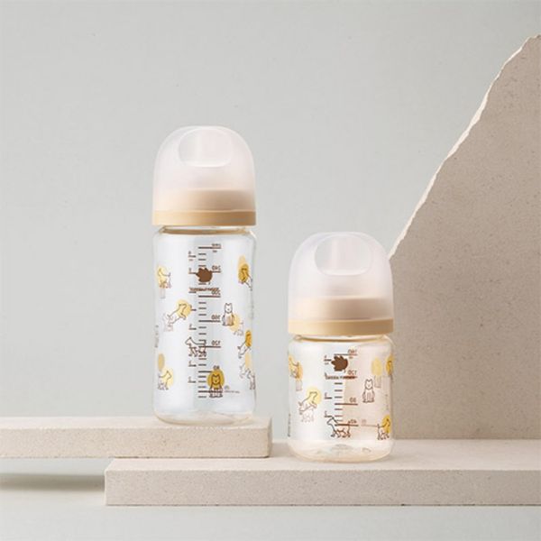 Bình Sữa Bebe Grow Green Finger 160ml Họa Tiết Gấu Nhựa PA - Kèm Núm Size S