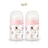 Bình Sữa Bebe Grow Green Finger 160ml Họa Tiết Thỏ Nhựa PA - Kèm Núm Size S