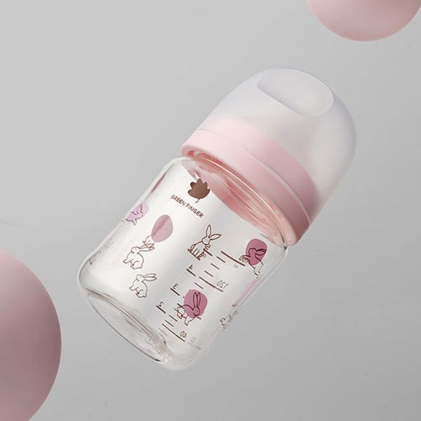 Bình Sữa Bebe Grow Green Finger 160ml Họa Tiết Thỏ Nhựa PA - Kèm Núm Size S