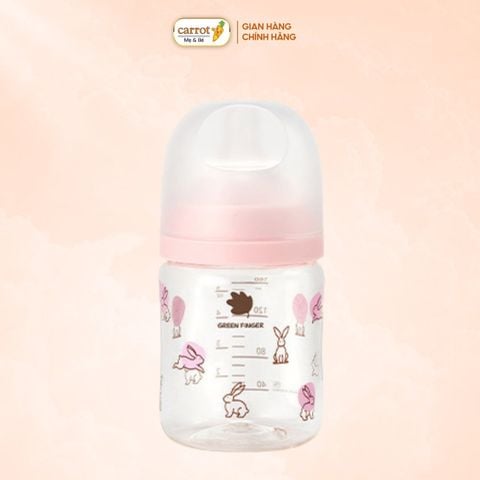 Bình Sữa Bebe Grow Green Finger 160ml Họa Tiết Thỏ Nhựa PA - Kèm Núm Size S