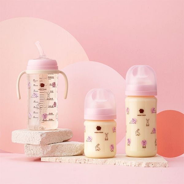 Bình Sữa Bebe Grow Green Finger 160ml Họa Tiết Thỏ Nhựa PA - Kèm Núm Size S