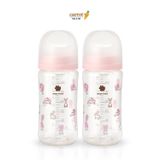 Bình Sữa Bebe Grow Green Finger 280ml Họa Tiết Thỏ Nhựa PA - Kèm Núm Size M