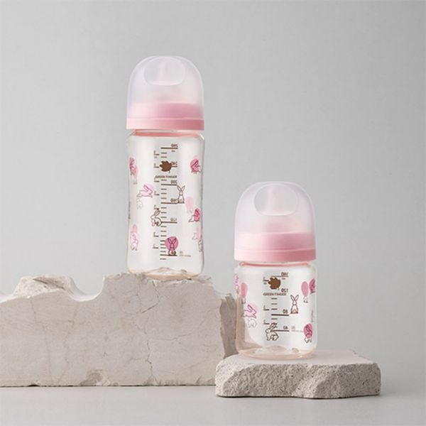 Bình Sữa Bebe Grow Green Finger 160ml Họa Tiết Thỏ Nhựa PA - Kèm Núm Size S