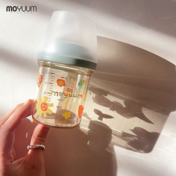 Bình Sữa Moyuum Mov.aa PPSU 160ml - Họa Tiết Xanh Mint - Kèm Núm Số 1