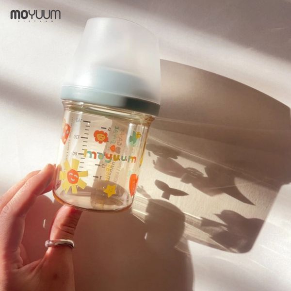 Bình Sữa Moyuum Mov.aa PPSU 250ml - Họa Tiết Xanh Mint - Kèm Núm Số 2