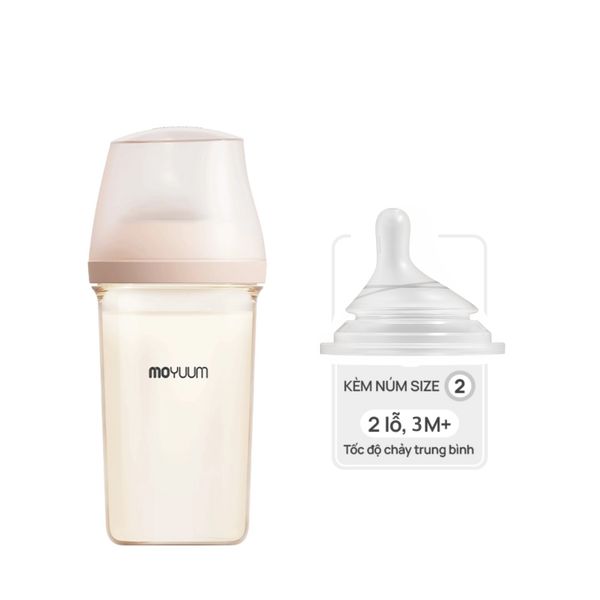 Bình Sữa Moyuum Mov.aa PPSU 250ml - Trơn - Kèm Núm Số 2