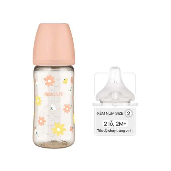 Bình Sữa Moyuum PPSU 270ml - Hoa Cúc - Kèm Núm Số 2