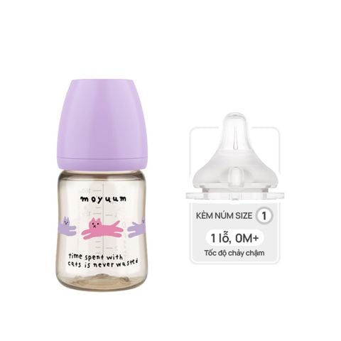 Bình Sữa Moyuum PPSU 170ml - Mèo Tím -  Kèm Núm 1