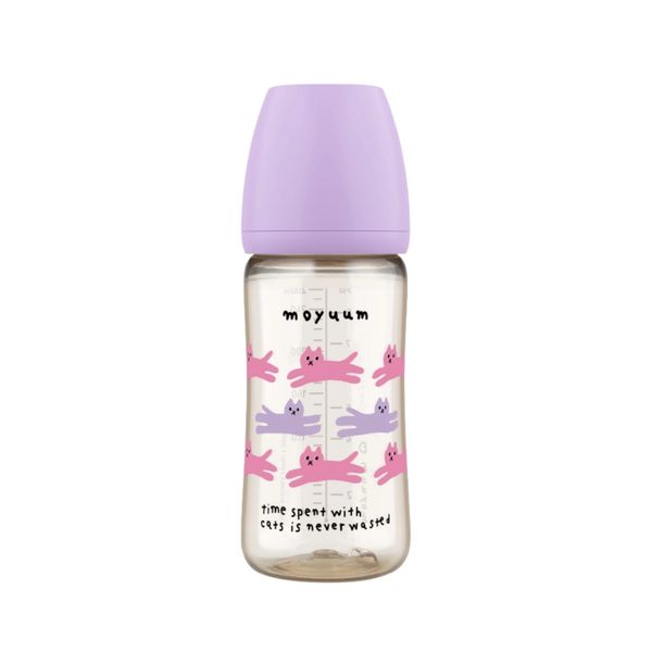 Bình Sữa Moyuum PPSU 270ml - Mèo Tím - Kèm Núm Số 2