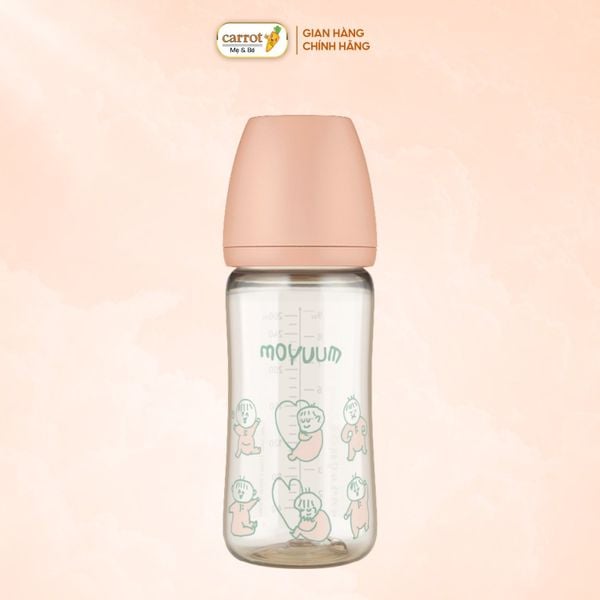 Bình Sữa Moyuum PPSU 270ml - Ogu Hồng - Kèm Núm Số 2