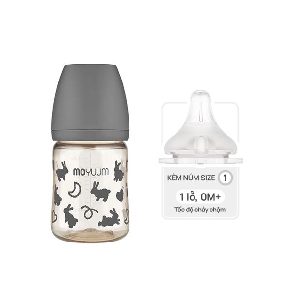 Bình Sữa Moyuum PPSU 170ml - Thỏ Đen -  Kèm Núm 1