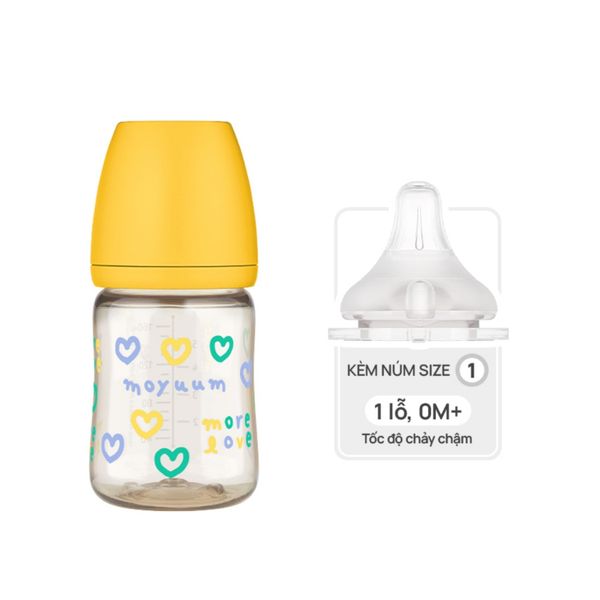 Bình Sữa Moyuum PPSU 170ml - Tim Vàng - Kèm Núm 1