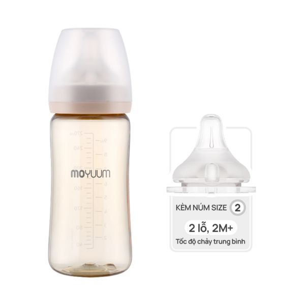 Bình Sữa Moyuum PPSU 270ml - Trơn - Kèm Núm Số 2