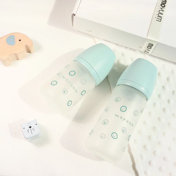 Bình Sữa Moyuum Thủy Tinh 240ml - Happy More - Kèm Núm Số 2