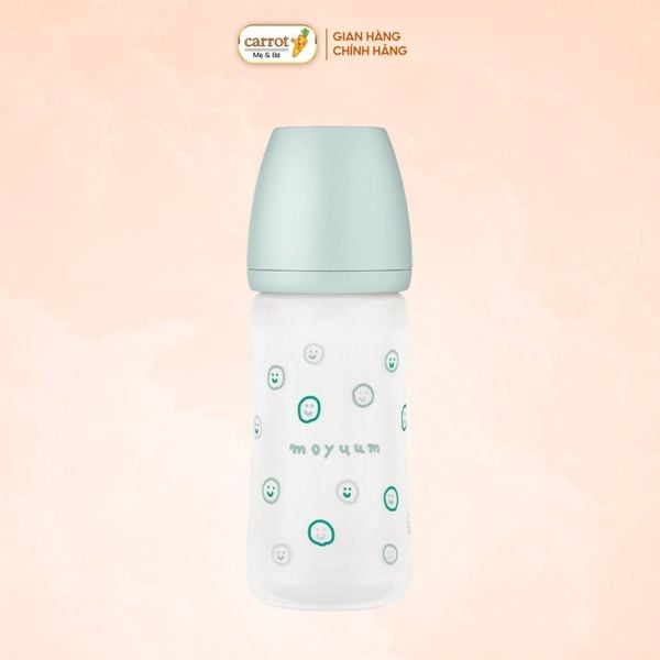 Bình Sữa Moyuum Thủy Tinh 240ml - Happy More - Kèm Núm Số 2