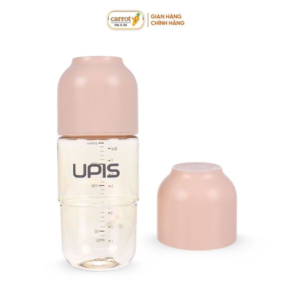 Bình Sữa UPIS PPSU Núm Size M Màu Hồng 260ml Cho Bé Từ 3M+