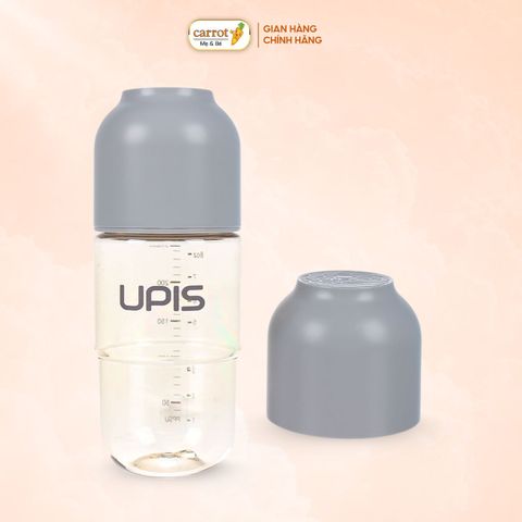 Bình Sữa UPIS PPSU Núm Size M Màu Xám 260ml Cho Bé Từ 3M+