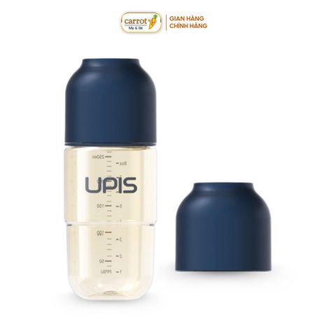 Bình Sữa UPIS PPSU Núm Size M Màu Xanh Navy 260ml Cho Bé Từ 3M+