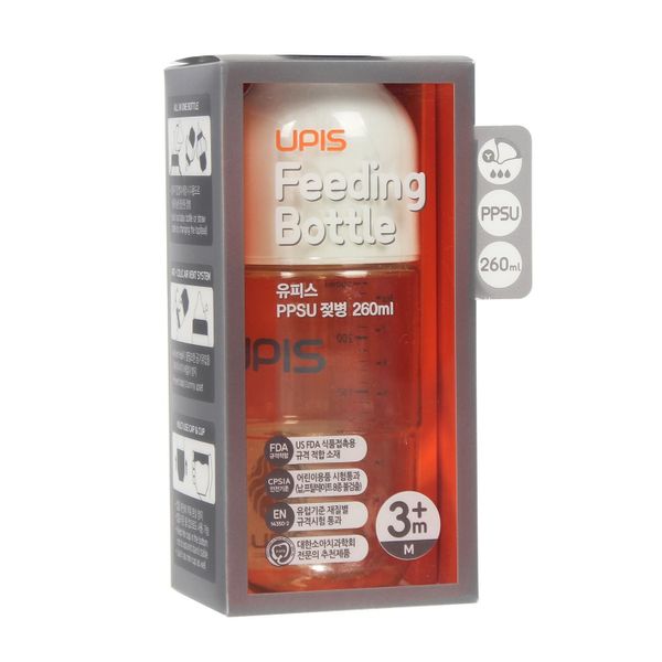 Bình Sữa UPIS PPSU Núm Size S Màu Trắng 260ml Cho Bé Từ 3M+
