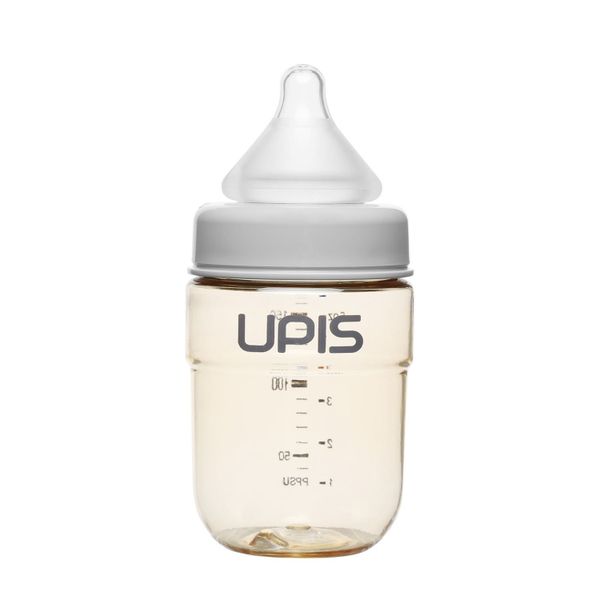 Bình Sữa UPIS PPSU Núm Size SS Màu Xám 180ml Cho Bé Từ 0M+