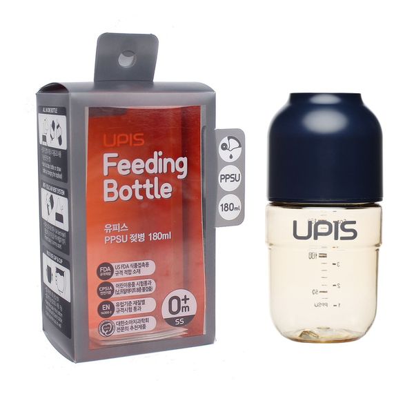 Bình Sữa UPIS PPSU Núm Size SS Màu Xanh Navy 180ml Cho Bé Từ 0M+