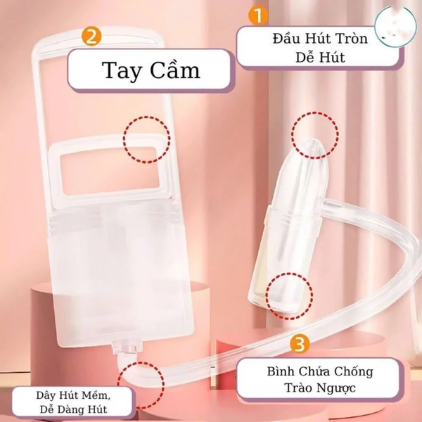 Dụng Cụ Hút Mũi Nasal Kéo Tay Thế Hệ Mới, Chất Liệu Nhựa Nguyên Sinh, Lực Hút Mạnh An Toàn Cho Bé