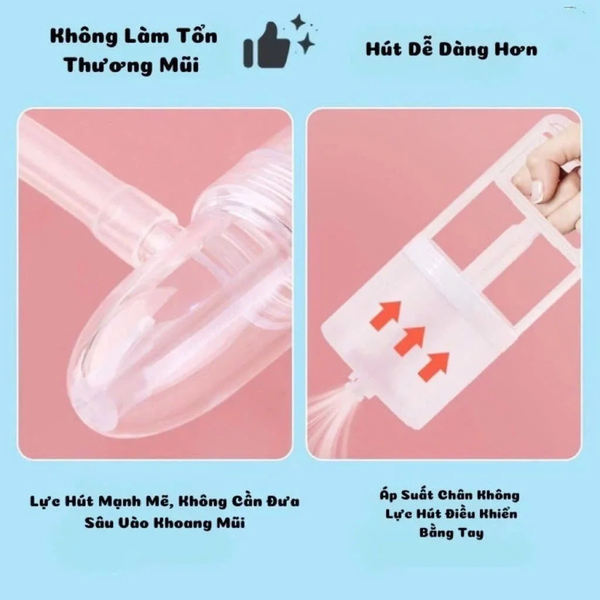 Dụng Cụ Hút Mũi Nasal Kéo Tay Thế Hệ Mới, Chất Liệu Nhựa Nguyên Sinh, Lực Hút Mạnh An Toàn Cho Bé