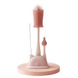 Bộ Cọ Bình Sữa Silicon Moonship Kèm Đế Hình Gấu 4 Chi Tiết