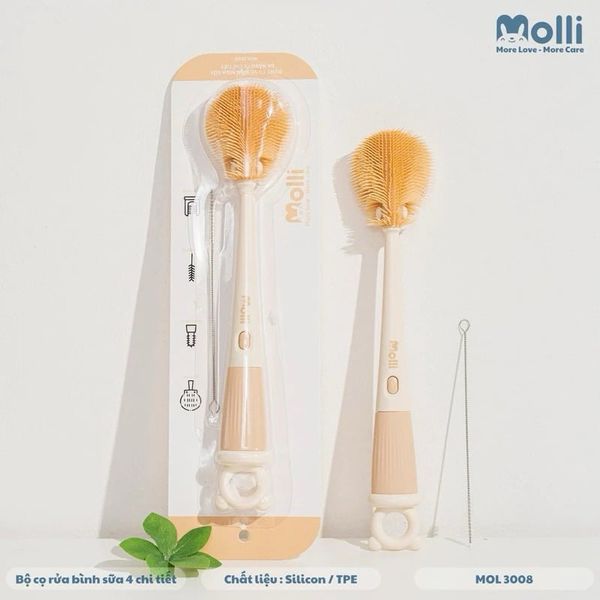 Cọ rửa bình sữa silicone Molli bộ 4 chi tiết