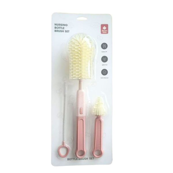 Bộ Cọ Rửa Bình Sữa Smart Tree 3 Chi Tiết Chất Liệu Silicon Cán Dẹt An Toàn