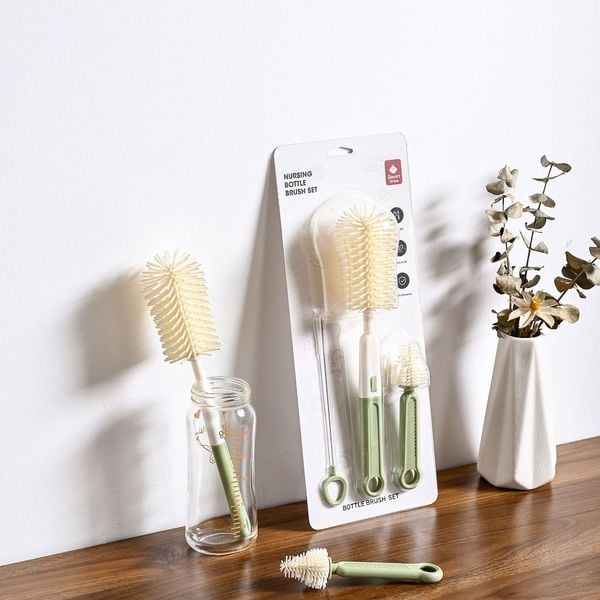 Bộ Cọ Rửa Bình Sữa Smart Tree 3 Chi Tiết Chất Liệu Silicon Cán Dẹt An Toàn