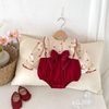 Body Dài Tay Bé Gái Nơ Đỏ Đô In Quả Cheery Cho Bé