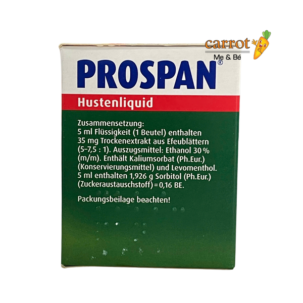 Siro ho Prospan Đức dạng gói (21 gói) cho bé từ 6 tuổi