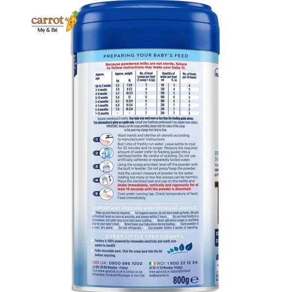 Sữa Aptamil Advanced số 1 của Anh 800g cho trẻ từ 0 - 6 tháng
