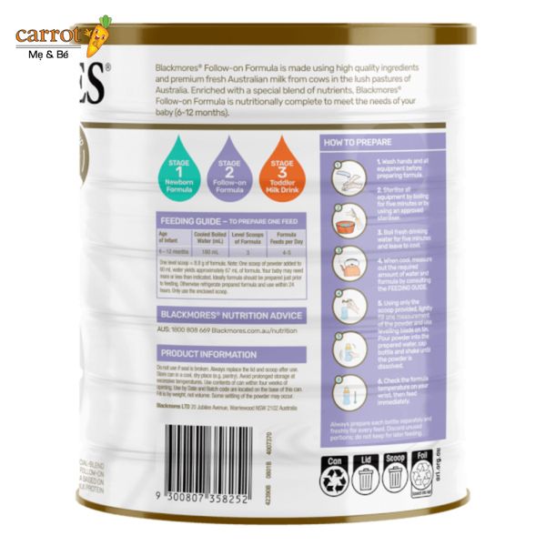 Sữa Blackmores Số 2 900g cho trẻ 6-12 tháng tuổi