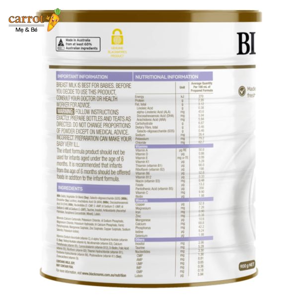 Sữa Blackmores Số 2 900g cho trẻ 6-12 tháng tuổi