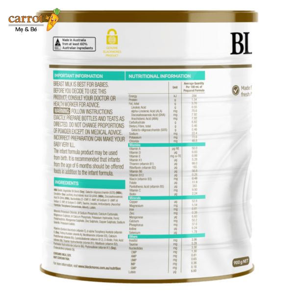 Sữa Blackmores Số 1 900g cho trẻ 0-6 tháng tuổi
