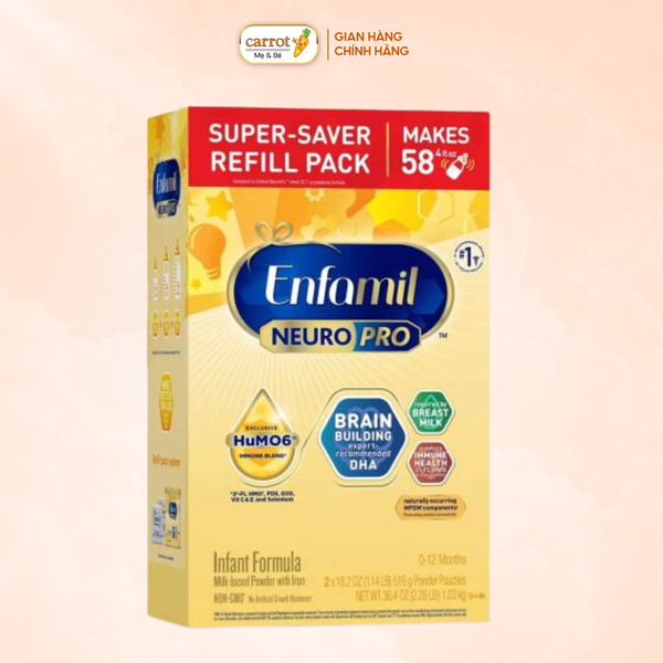 Sữa Enfamil Neuro Pro Infant 1.03kg cho bé từ 0 đến 12 tháng hộp giấy