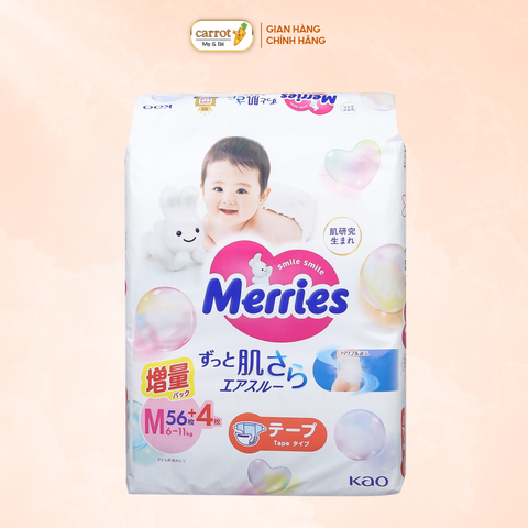 Tã - Bỉm dán Merries nội địa Nhật size M 65 + 4 miếng (6-11 Kg)