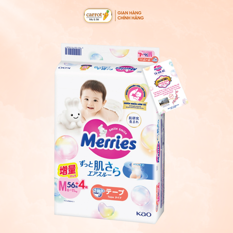 Tã - Bỉm quần Merries nội địa Nhật size M 56 + 4 miếng (6-11kg)