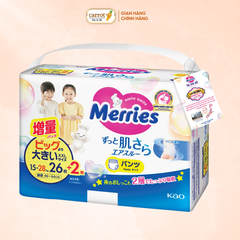 Tã - Bỉm quần Merries nội địa Nhật size XXL 26 + 2 miếng (15-28kg)