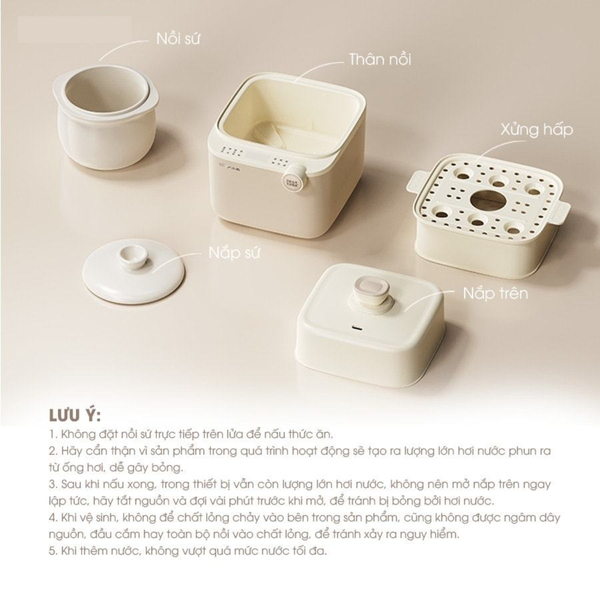 Nồi nấu cháo chậm Bear 0.8L NNC08