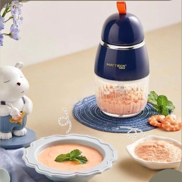 Máy Xay Cầm Tay Đa Năng Hattiecs HCP-A7 Với 8 Lưỡi Cối 300ML, Máy Xay Cháo, Thịt Cá