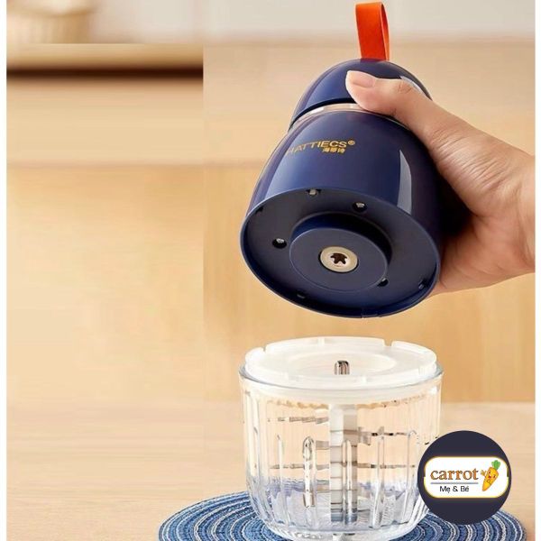 Máy Xay Cầm Tay Đa Năng Hattiecs HCP-A7 Với 8 Lưỡi Cối 300ML, Máy Xay Cháo, Thịt Cá