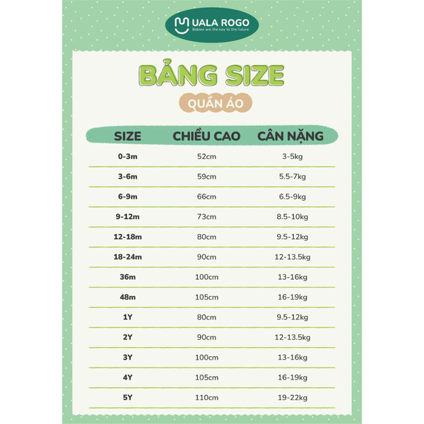 Bộ Sơ Sinh Cài Chéo Bamboo Ualarogo UR 2150 Cho Bé Từ 0-6 Tháng Tuổi