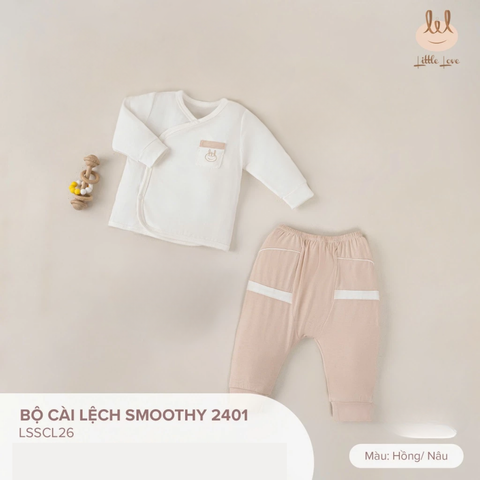 Bộ Sơ Sinh Cài Lệch Vải Smoothy Little Love Cho Bé Trai Bé Gái